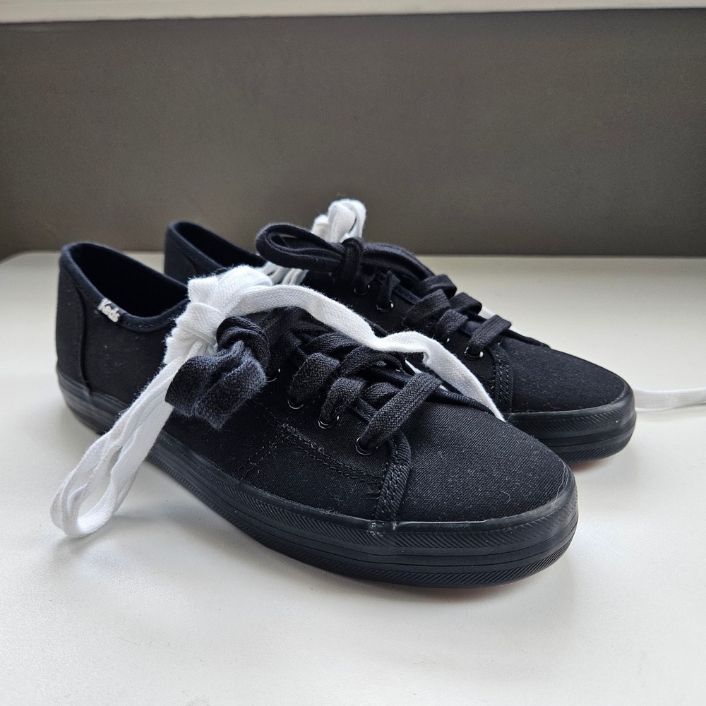 Keds Black Canvas Sneakers Shoes Women Size 7 Ortholite Low Top Basic Lace Up